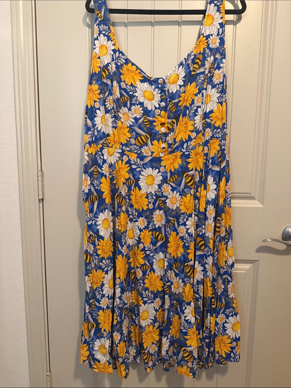 Blue Floral Sunflower & Daisy Summer Dress